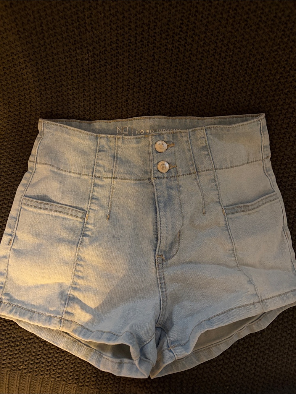 No Boundaries Light Blue High-Rise Denim Shorts